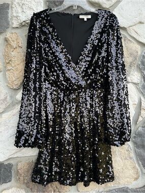 Nordstrom Wayf Black Full Sequin Cocktail Dress Size XS Wedding Guest Date Night